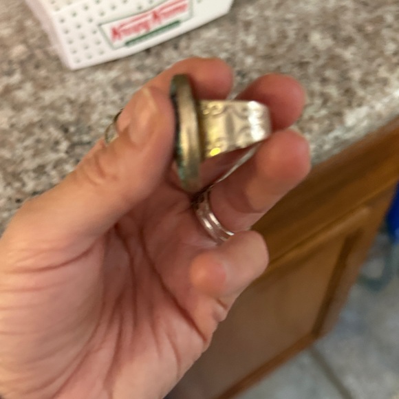 Lovely Vintage Variscite Sterling Silver Ring Size 8 - Picture 4 of 5